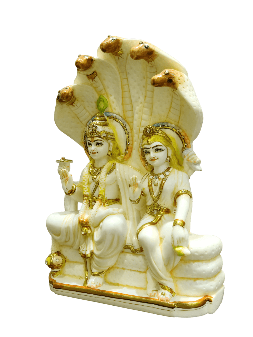 Divine Vishnu–Lakshmi Sheshnag Idol (Premium Marble Finish) - Satyam Collection
