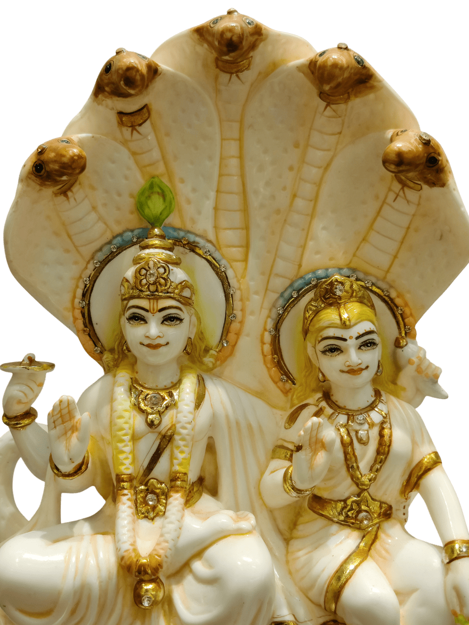 Divine Vishnu–Lakshmi Sheshnag Idol (Premium Marble Finish) - Satyam Collection