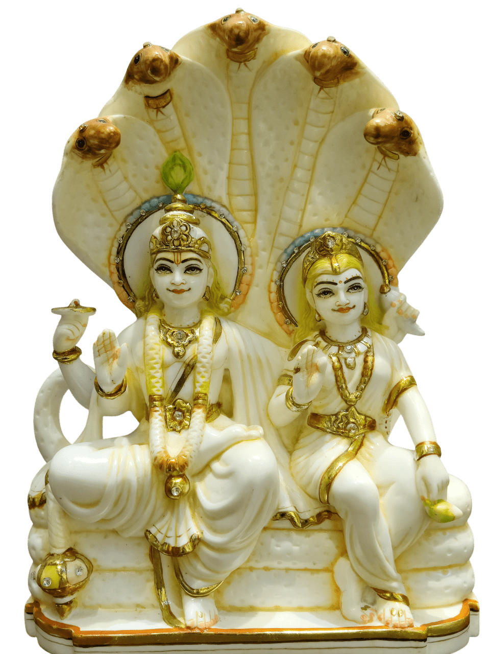 Divine Vishnu–Lakshmi Sheshnag Idol (Premium Marble Finish) - Satyam Collection