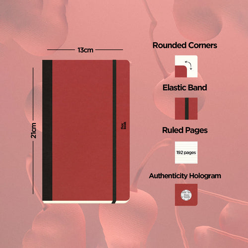 Flexbook | Ruled | Medium A5 Size Notebook | Cherry | Ecosmiles Eco Series