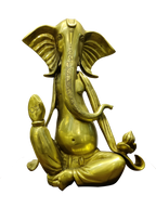 Golden Seated Lord Ganesha Idol – Minimalist Brass Divine Elegance