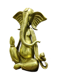 Golden Seated Lord Ganesha Idol – Minimalist Brass Divine Elegance
