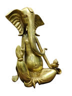 Golden Seated Lord Ganesha Idol – Minimalist Brass Divine Elegance