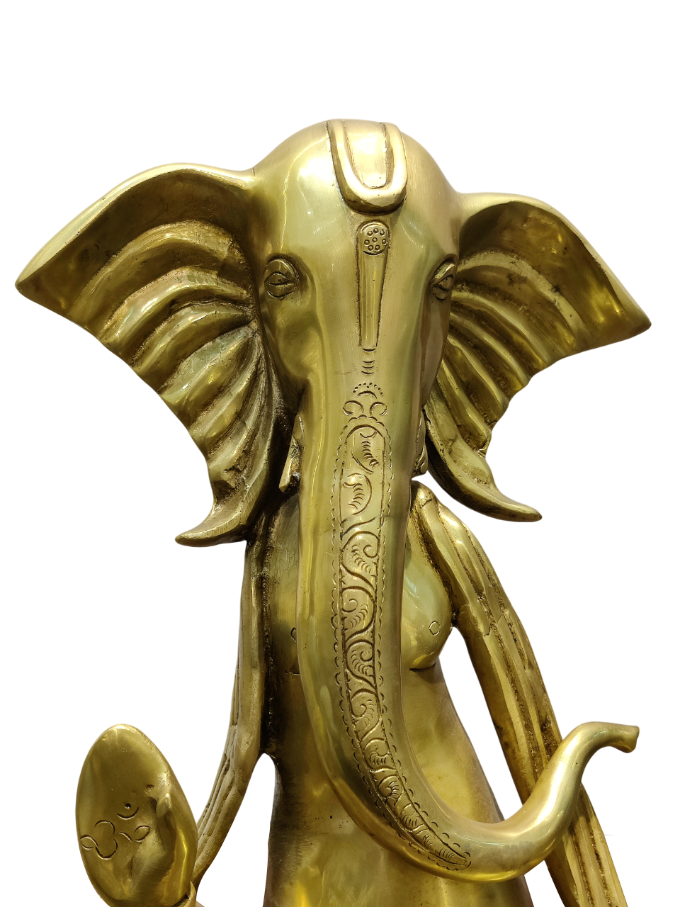 Golden Seated Lord Ganesha Idol – Minimalist Brass Divine Elegance