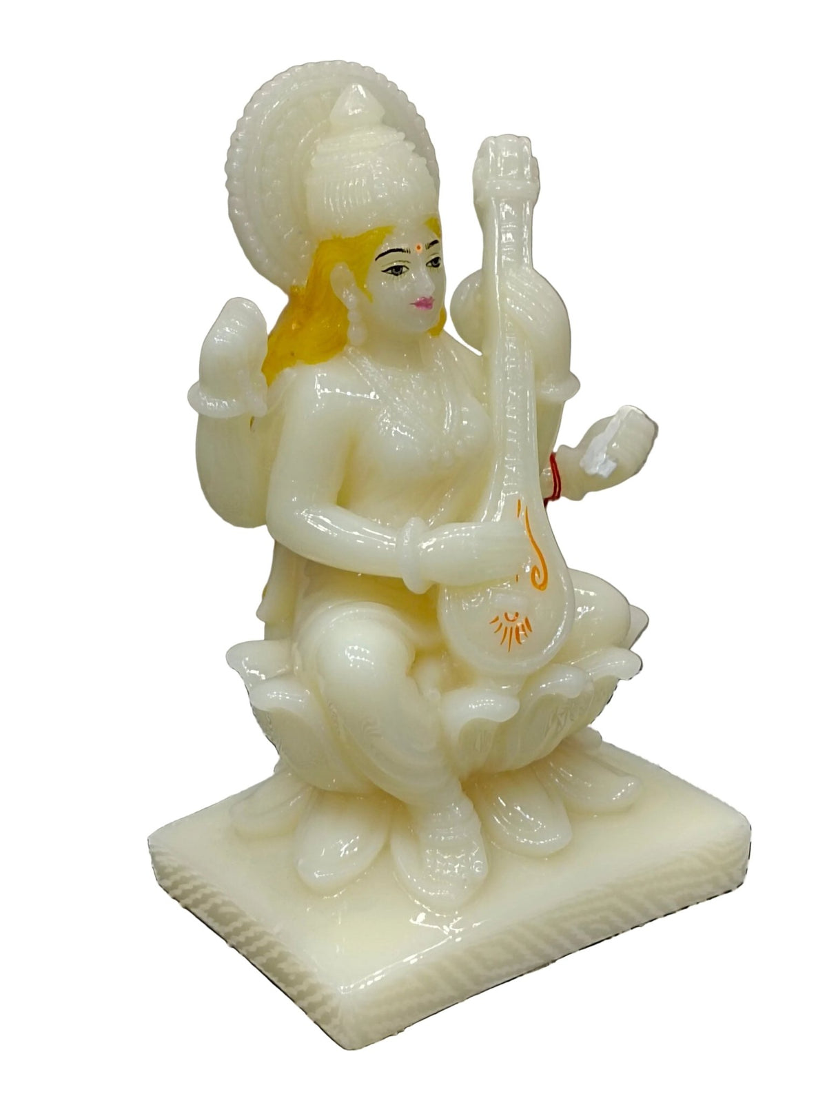 Goddess Saraswati Fiber Statue with Veena – Elegant Idol for Pooja & Décor - Satyam Collection