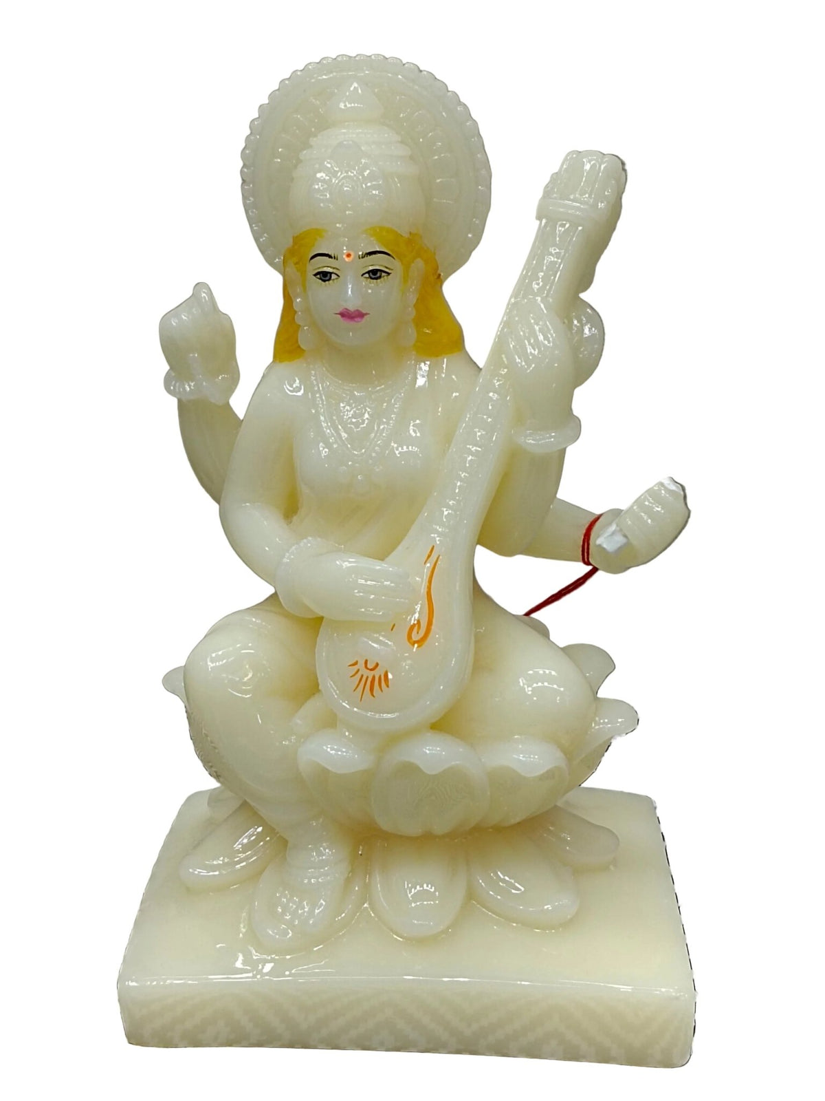 Goddess Saraswati Fiber Statue with Veena – Elegant Idol for Pooja & Décor - Satyam Collection