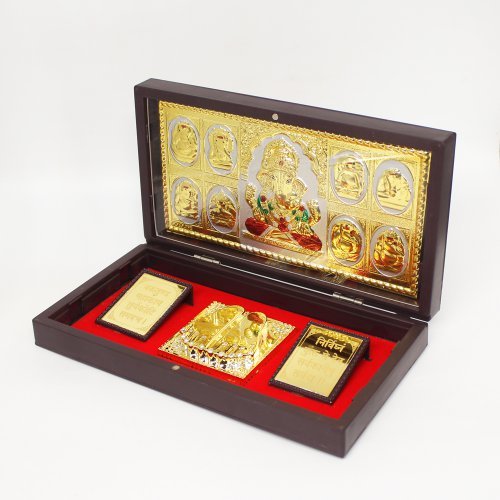 Gold Plated Ashtavinayak Bappa in Box - Satyam Collection