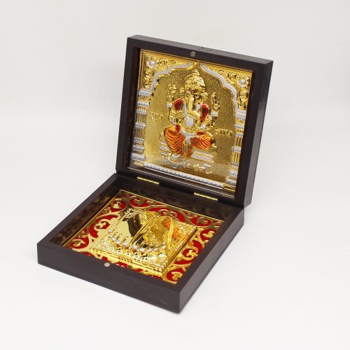 Gold Plated Small Orange Dhoti Bappa in Box - Satyam Collection