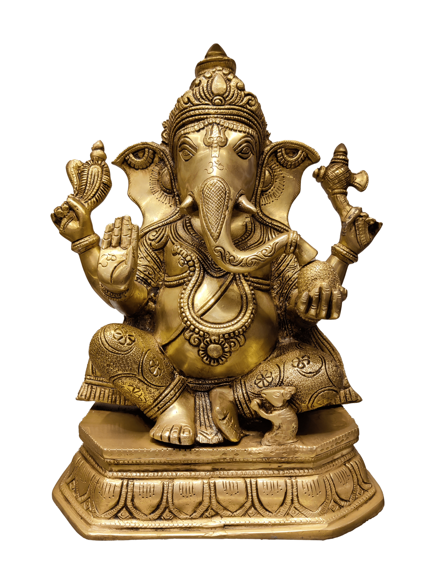 Golden Brass Lord Ganesha Idol – Royal Divine Décor - Satyam Collection