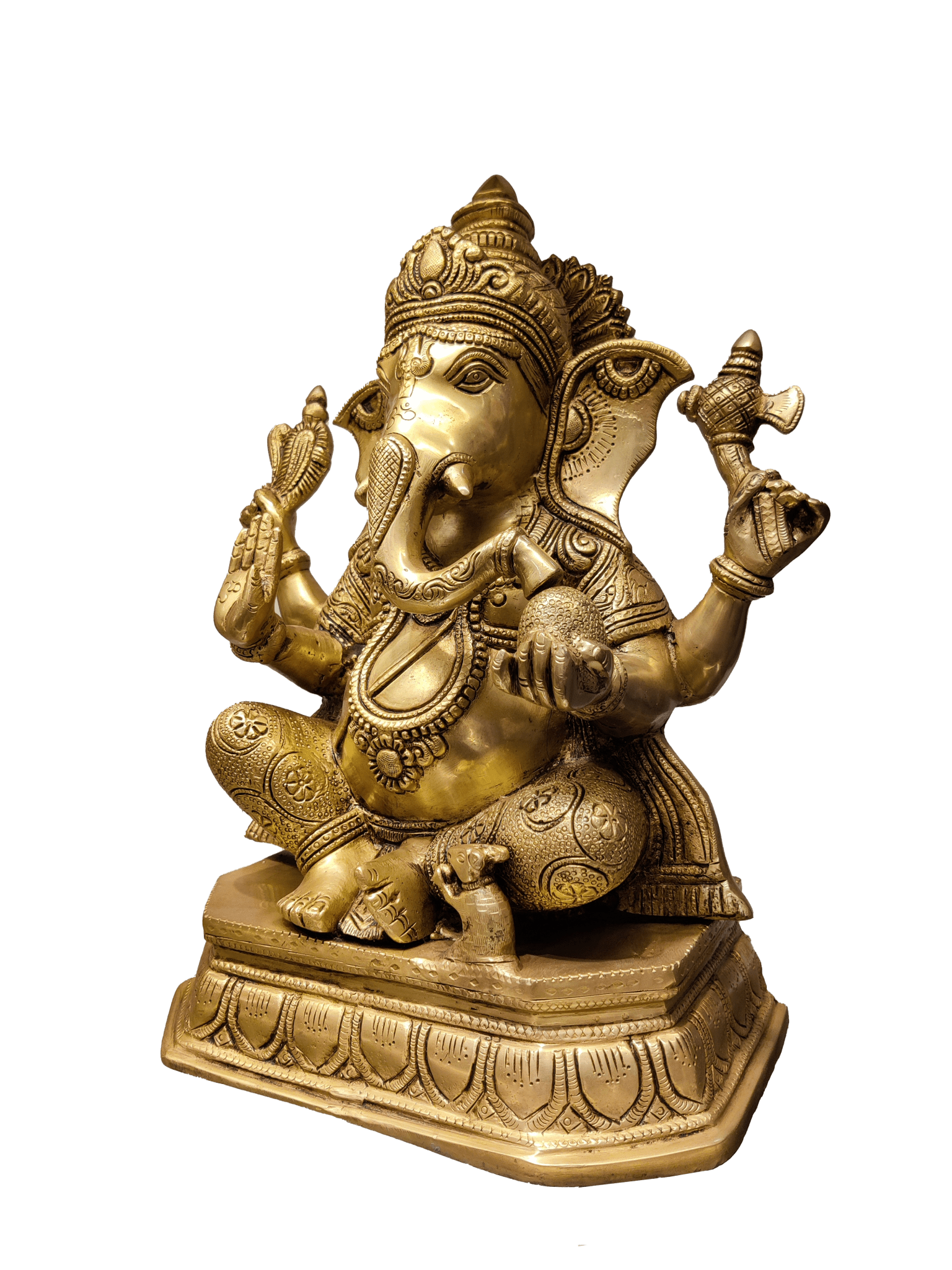 Golden Brass Lord Ganesha Idol – Royal Divine Décor - Satyam Collection