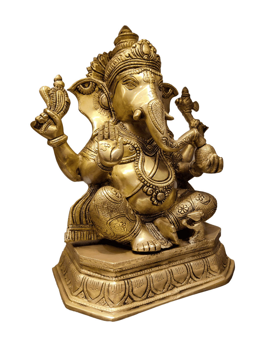 Golden Brass Lord Ganesha Idol – Royal Divine Décor - Satyam Collection
