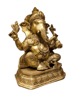 Golden Brass Lord Ganesha Idol – Royal Divine Décor - Satyam Collection