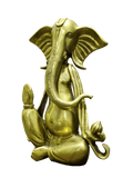Golden Seated Lord Ganesha Idol – Minimalist Brass Divine Elegance - Satyam Collection