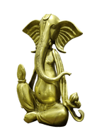 Golden Seated Lord Ganesha Idol – Minimalist Brass Divine Elegance - Satyam Collection