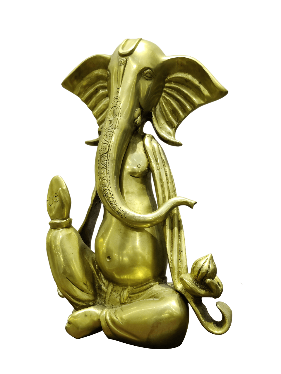 Golden Seated Lord Ganesha Idol – Minimalist Brass Divine Elegance - Satyam Collection
