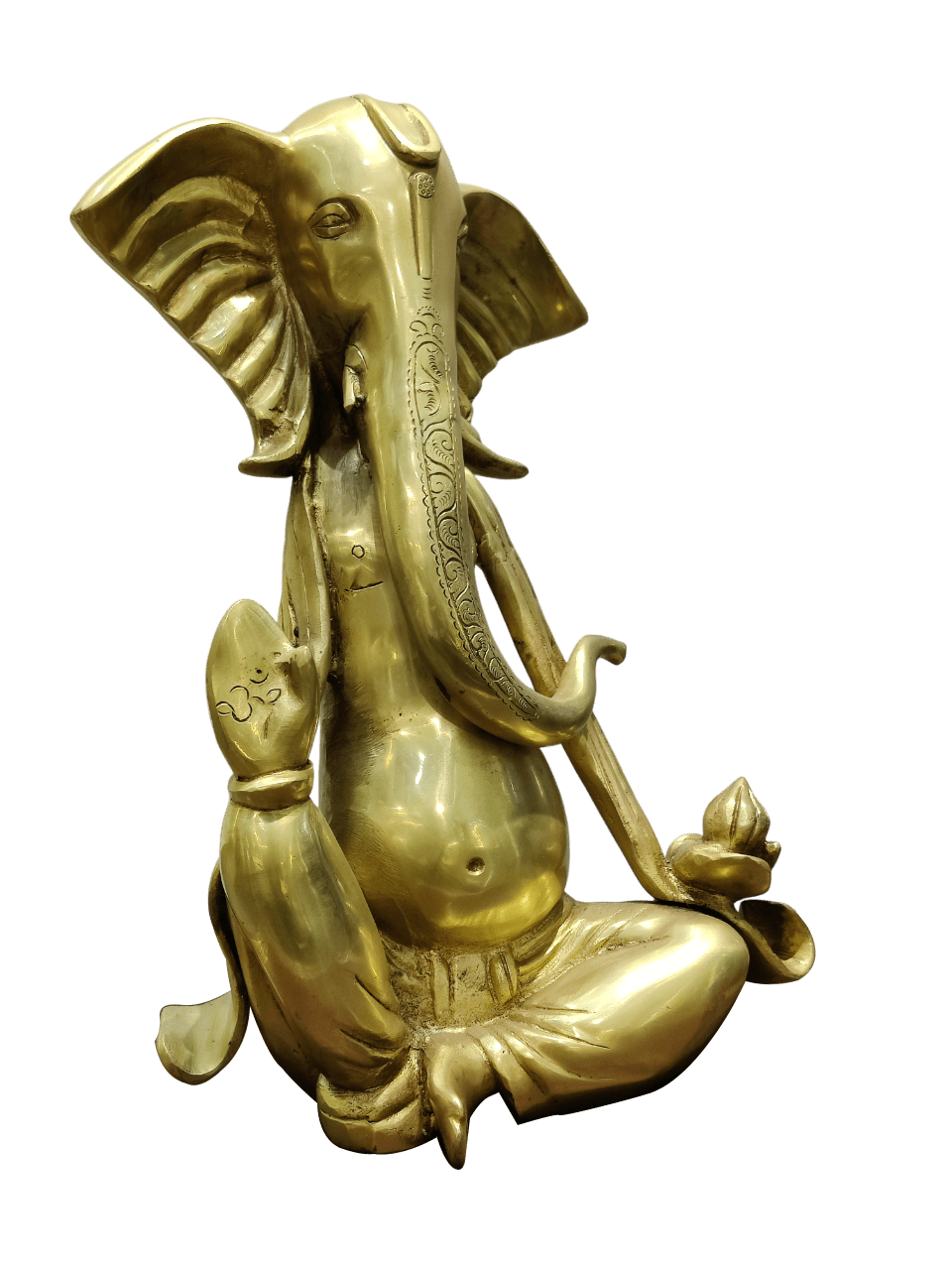 Golden Seated Lord Ganesha Idol – Minimalist Brass Divine Elegance - Satyam Collection