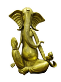 Golden Seated Lord Ganesha Idol – Minimalist Brass Divine Elegance - Satyam Collection