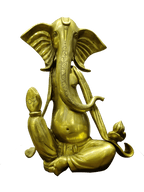 Golden Seated Lord Ganesha Idol – Minimalist Brass Divine Elegance - Satyam Collection