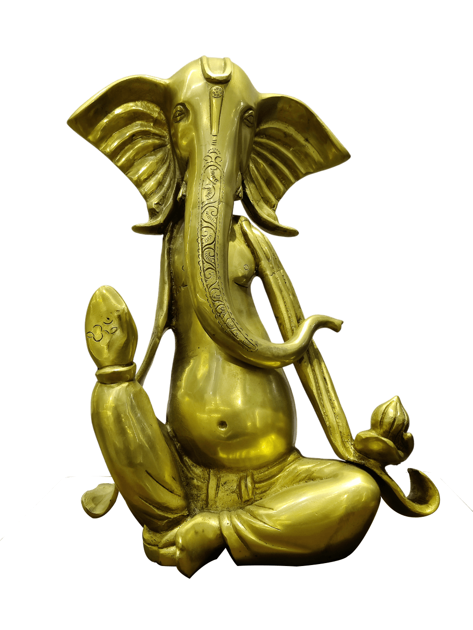 Golden Seated Lord Ganesha Idol – Minimalist Brass Divine Elegance - Satyam Collection