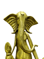 Golden Seated Lord Ganesha Idol – Minimalist Brass Divine Elegance - Satyam Collection