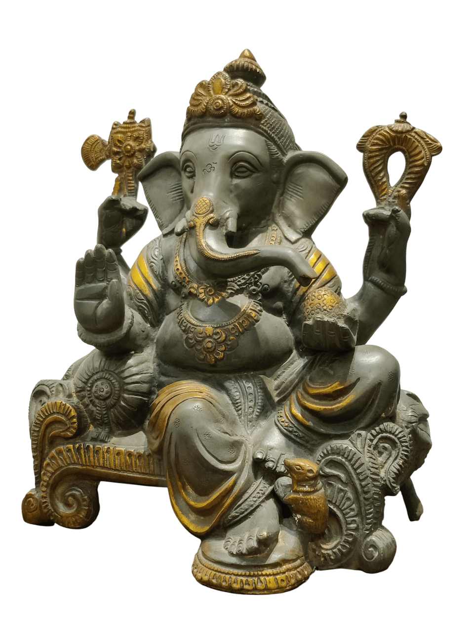 Grey Stone Finish Lord Ganesha Idol – Antique Divine Elegance - Satyam Collection