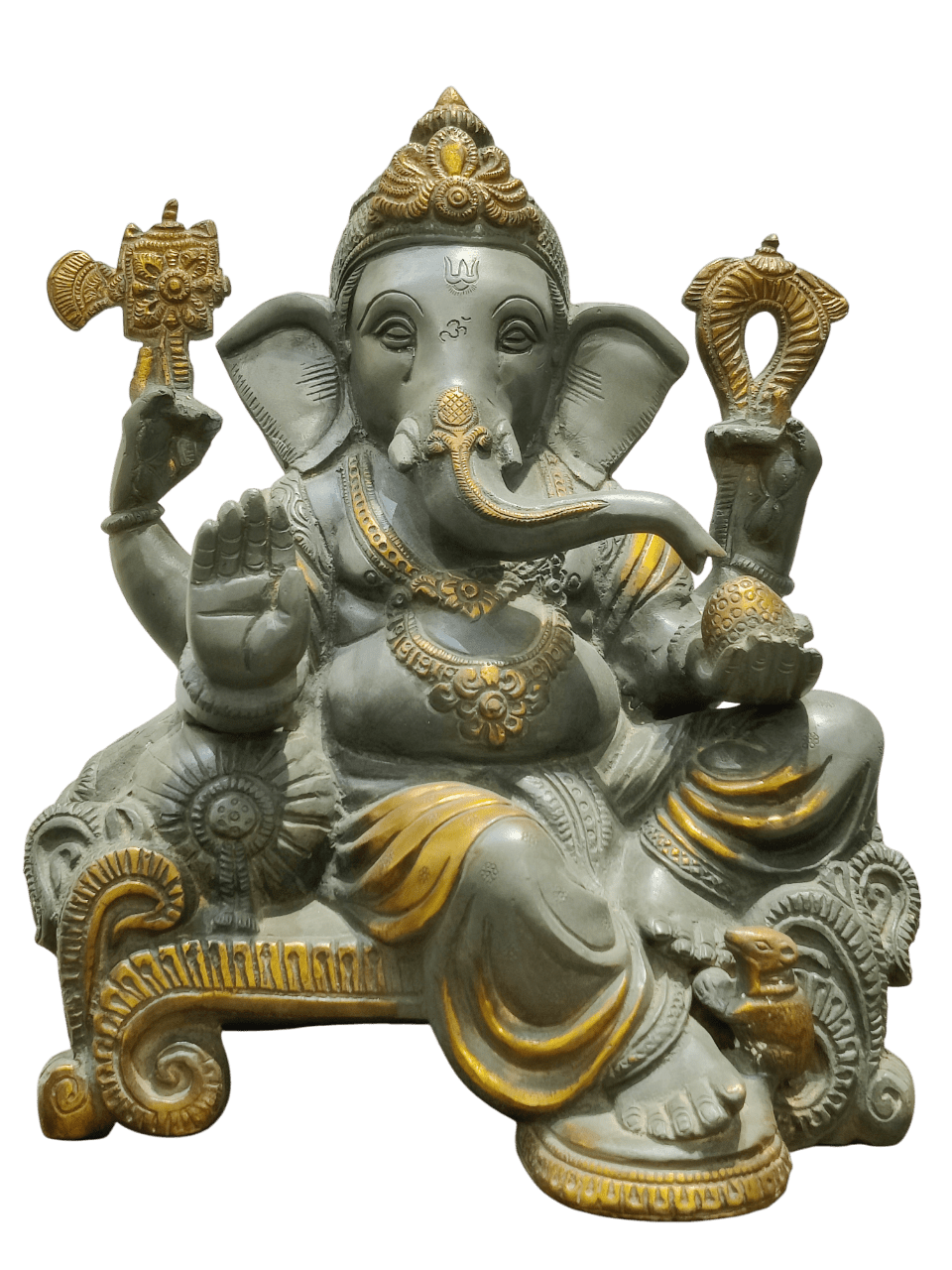 Grey Stone Finish Lord Ganesha Idol – Antique Divine Elegance - Satyam Collection