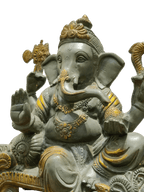 Grey Stone Finish Lord Ganesha Idol – Antique Divine Elegance - Satyam Collection