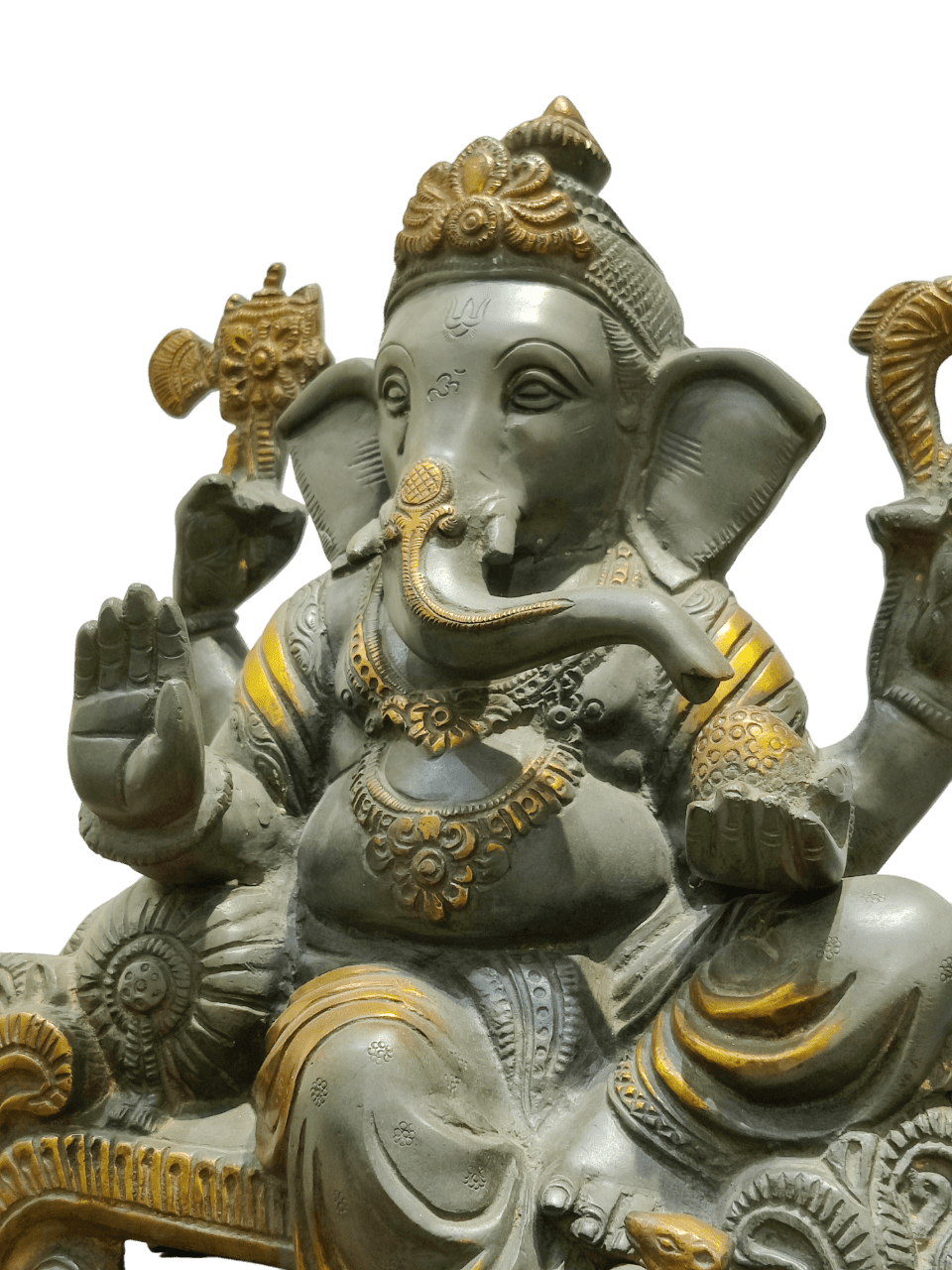 Grey Stone Finish Lord Ganesha Idol – Antique Divine Elegance - Satyam Collection