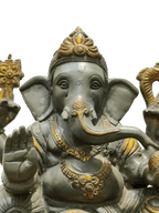 Grey Stone Finish Lord Ganesha Idol – Antique Divine Elegance - Satyam Collection