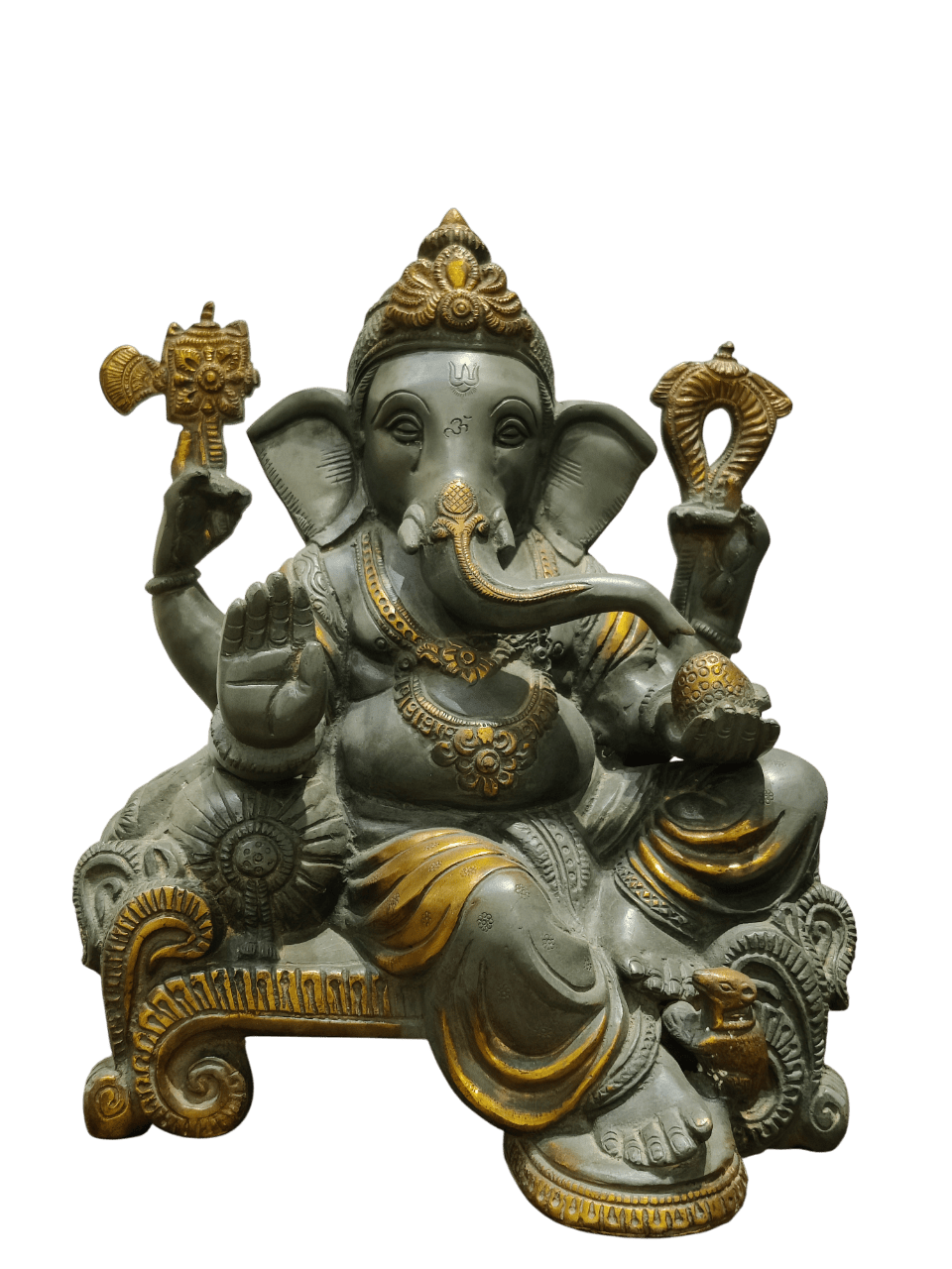 Grey Stone Finish Lord Ganesha Idol – Antique Divine Elegance - Satyam Collection