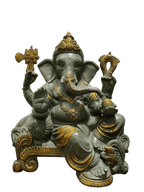 Grey Stone Finish Lord Ganesha Idol – Antique Divine Elegance - Satyam Collection