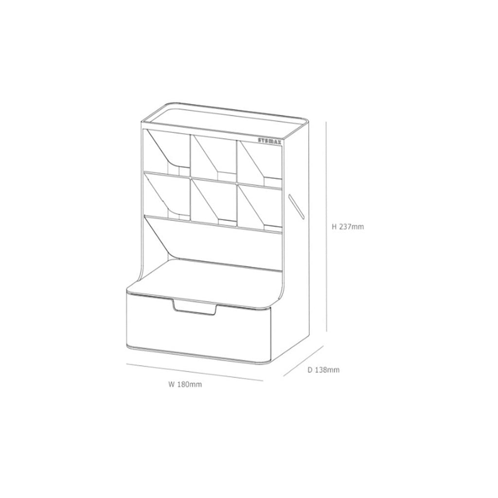 Sysmax | Hive Desk Organizer with 6 Compartments |1 Drawer| Prussian Blue| For Office & Home
