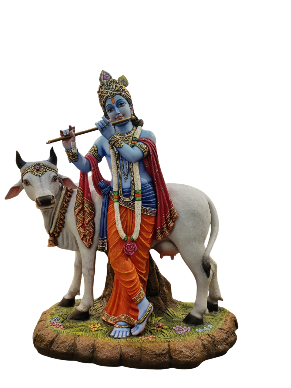 Lord Krishna with Sacred Cow Statue