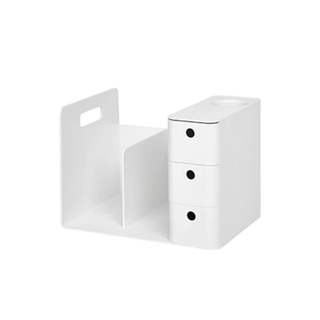 Litem | Combo Book Rack with 3 Drawers| 2 Bookshelf| 1 Pen Stand | White