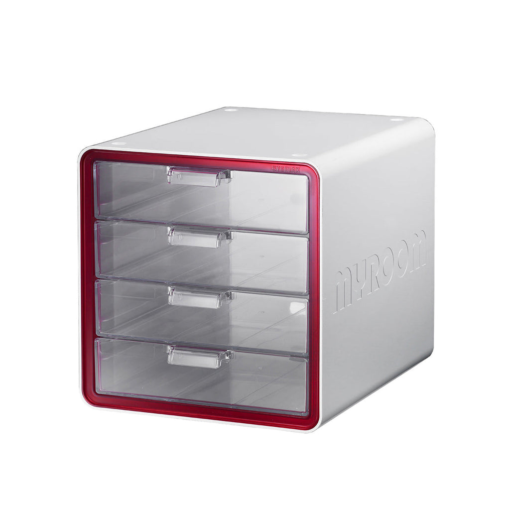 Litem | Multi Utility Storage Cabinet | 4 Drawers | Organiser | Red | My Room | For Office & Home