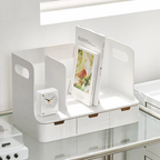 Sysmax | Olio Book Rack with 3 Compartments | 3  Transparent  Drawers | Organiser| White