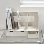 Sysmax | Olio Book Rack with 3 Compartments | 3  Transparent  Drawers | Organiser| White