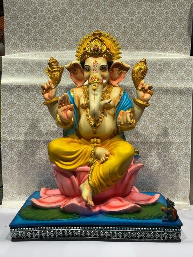 Lord Ganesha on Lotus Throne – Premium Idol - Satyam Collection