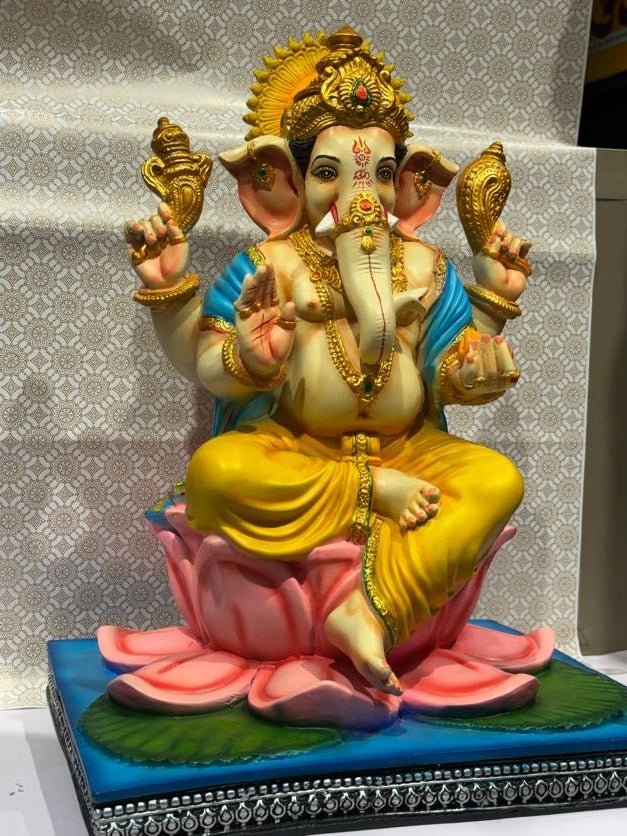 Lord Ganesha on Lotus Throne – Premium Idol - Satyam Collection