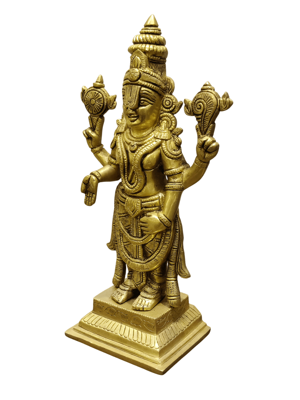 Lord Vishnu Brass Idol – Standing Shankha Chakra Statue - Satyam Collection