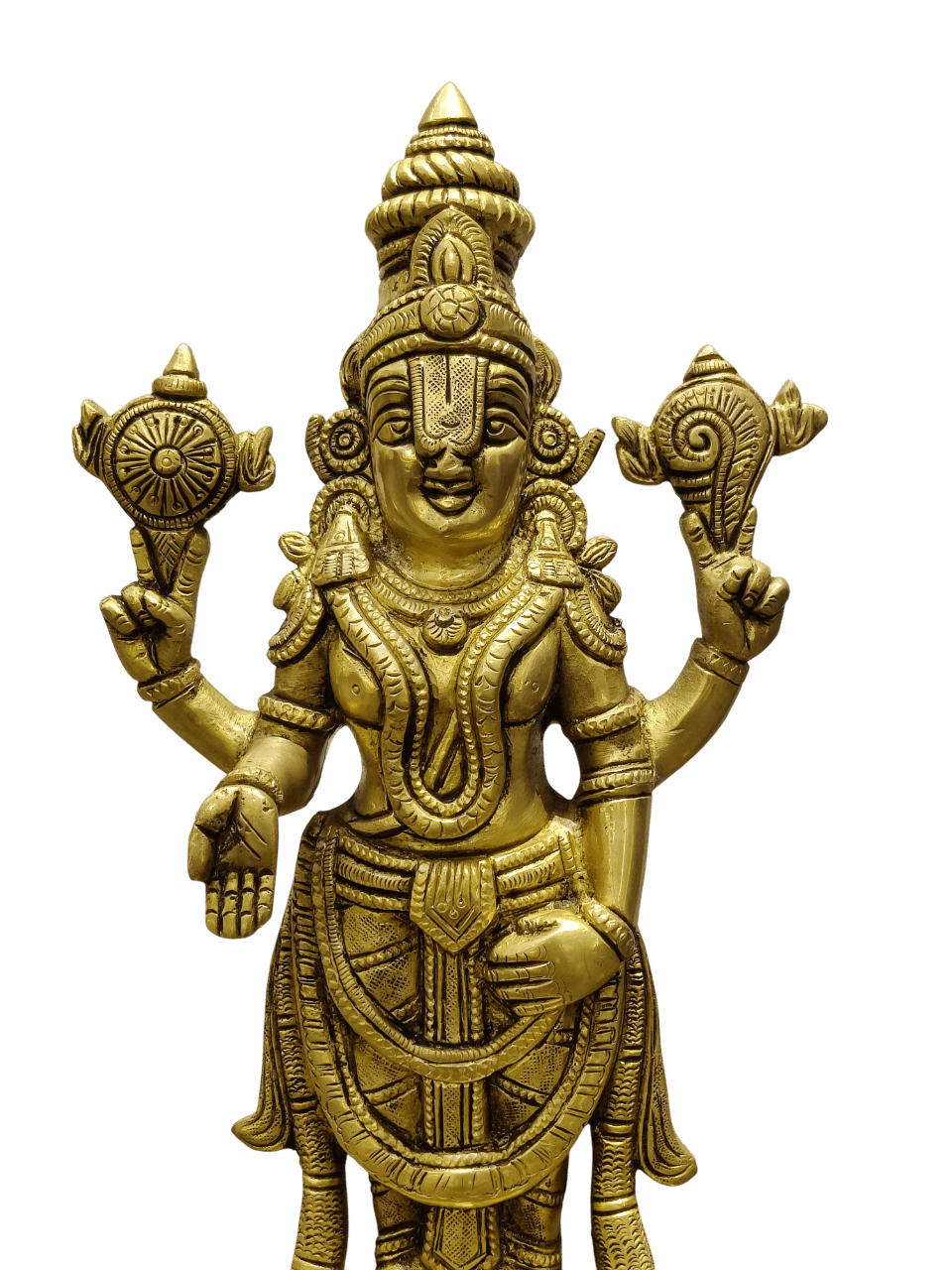 Lord Vishnu Brass Idol – Standing Shankha Chakra Statue - Satyam Collection