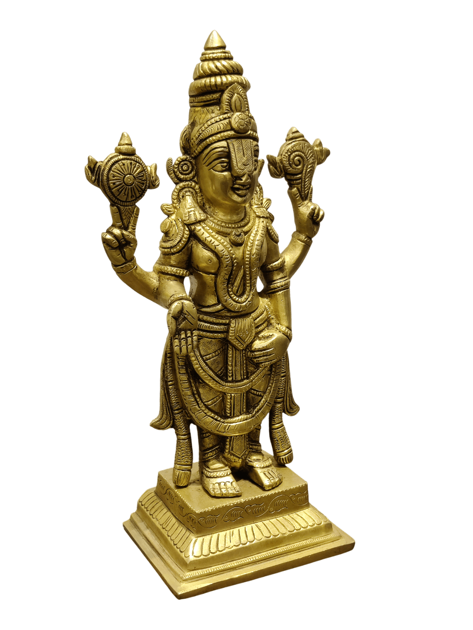 Lord Vishnu Brass Idol – Standing Shankha Chakra Statue - Satyam Collection