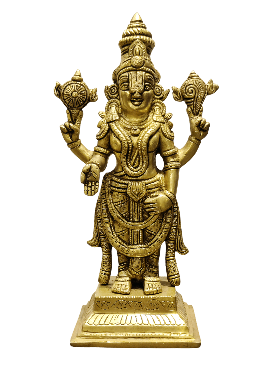 Lord Vishnu Brass Idol – Standing Shankha Chakra Statue - Satyam Collection