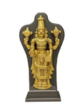 Lord Vishnu Brass Idol with Black Frame – Standing Shankha Chakra Statue - Satyam Collection