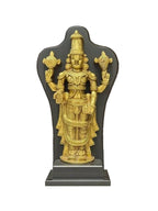 Lord Vishnu Brass Idol with Black Frame – Standing Shankha Chakra Statue - Satyam Collection