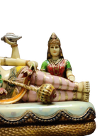 Lord Vishnu & Goddess Lakshmi Reclining on Sheshnag – Premium Brass Idol - Satyam Collection