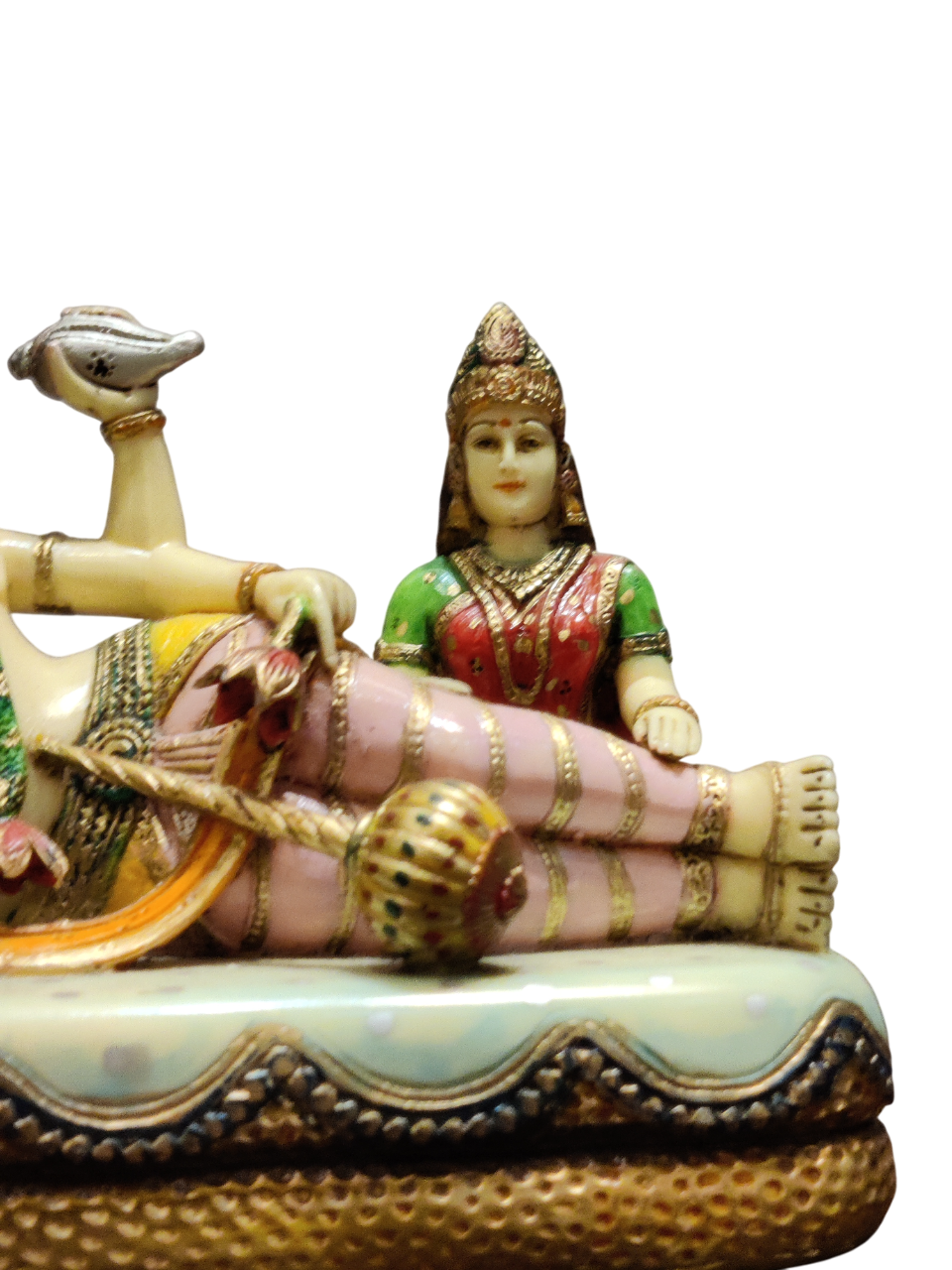 Lord Vishnu & Goddess Lakshmi Reclining on Sheshnag – Premium Brass Idol - Satyam Collection
