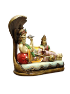 Lord Vishnu & Goddess Lakshmi Reclining on Sheshnag – Premium Brass Idol - Satyam Collection