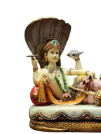 Lord Vishnu & Goddess Lakshmi Reclining on Sheshnag – Premium Brass Idol - Satyam Collection
