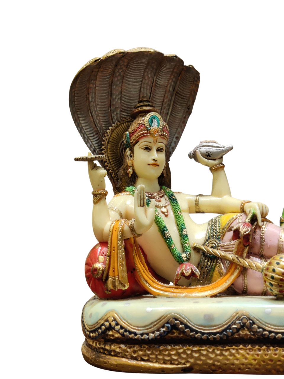Lord Vishnu & Goddess Lakshmi Reclining on Sheshnag – Premium Brass Idol - Satyam Collection